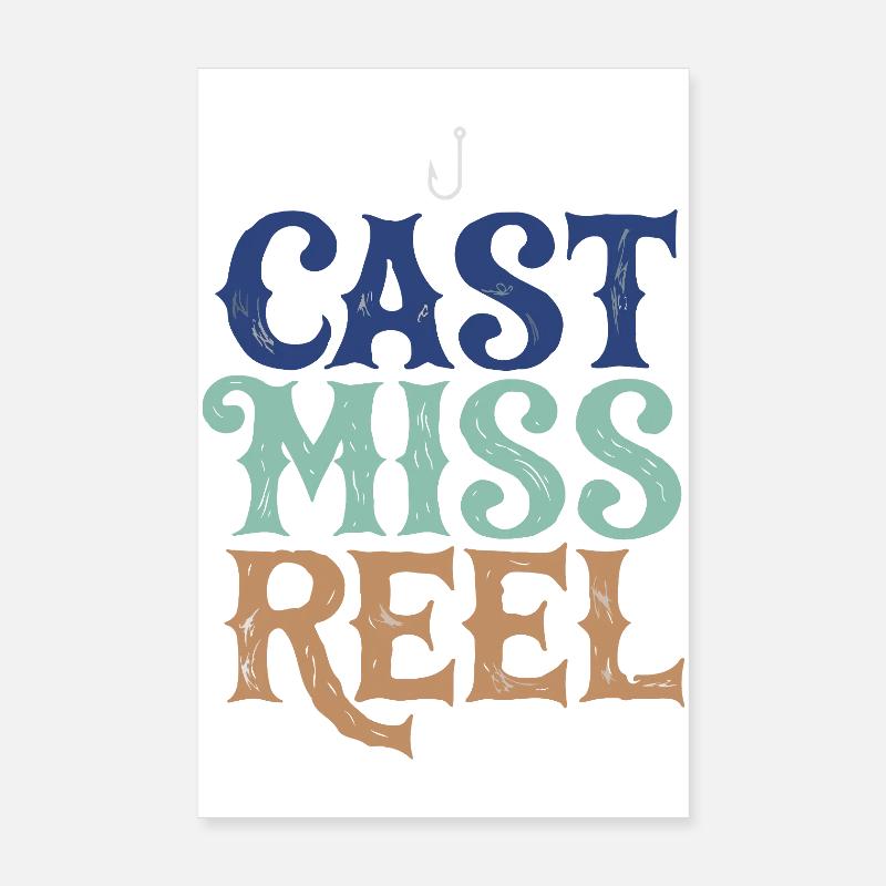 Cast Miss Reel Pêche Rétro Poster 20 x 30 cm