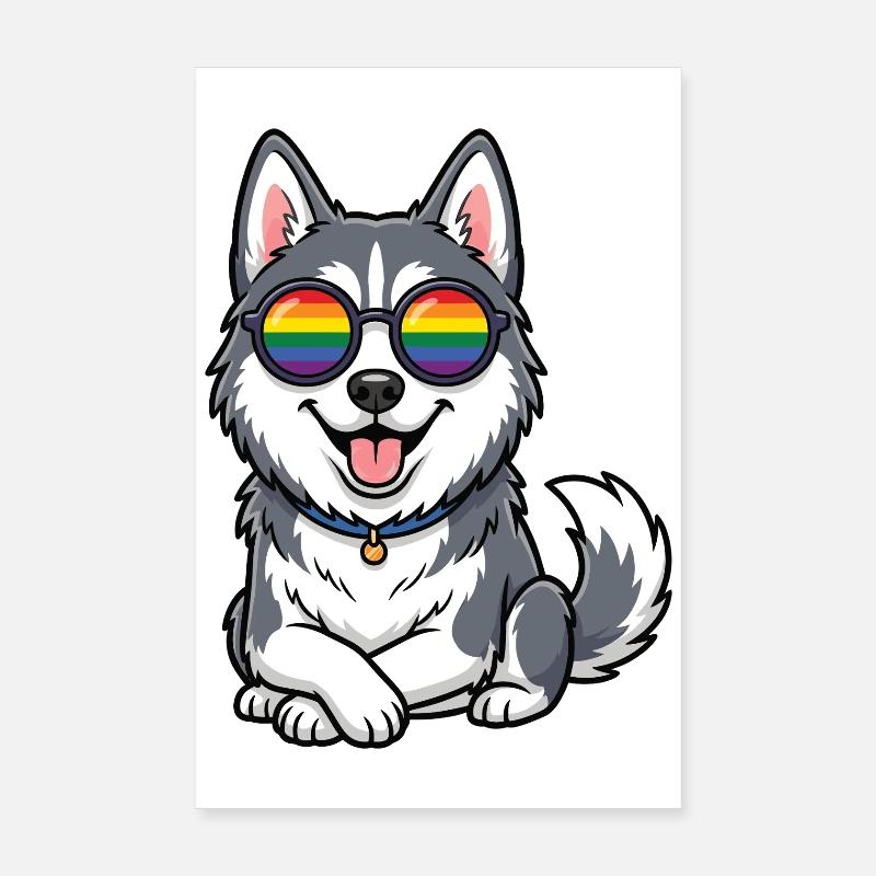 LGBT Pride Month - Cute Husky  Poster 8" x 12" (20x30 cm)