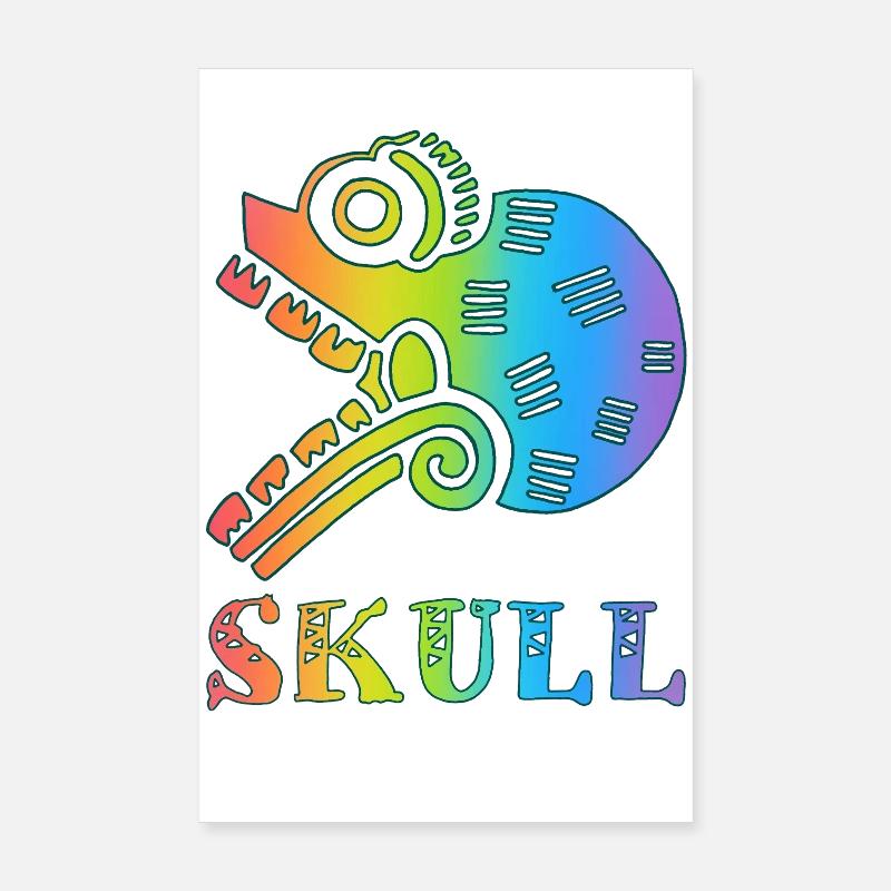 Crâne tribal multicolore Poster 20 x 30 cm