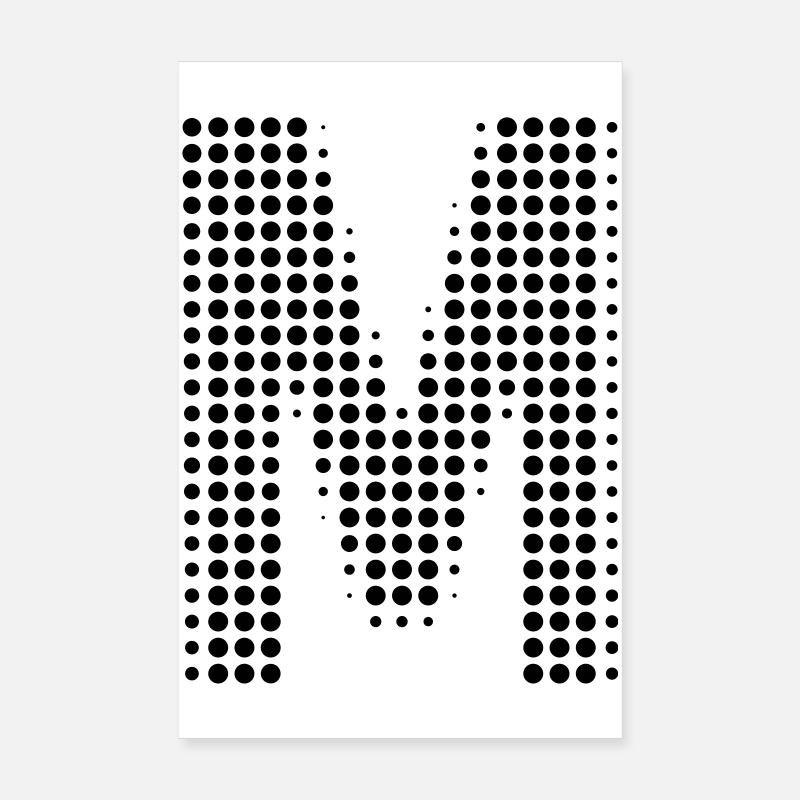 Lettre m cadeau points lettre initiale cadeau Poster 20 x 30 cm
