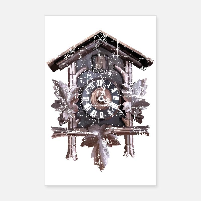 Kuckucksuhr - Poster 20x30 cm - Weiß