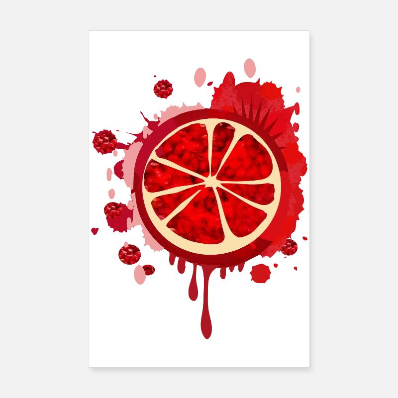 blutrotes Granatapfel Graffiti mit Kerne Poster 20x30 cm