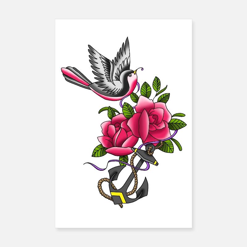 Bird tatoo Poster 8" x 12" (20x30 cm)