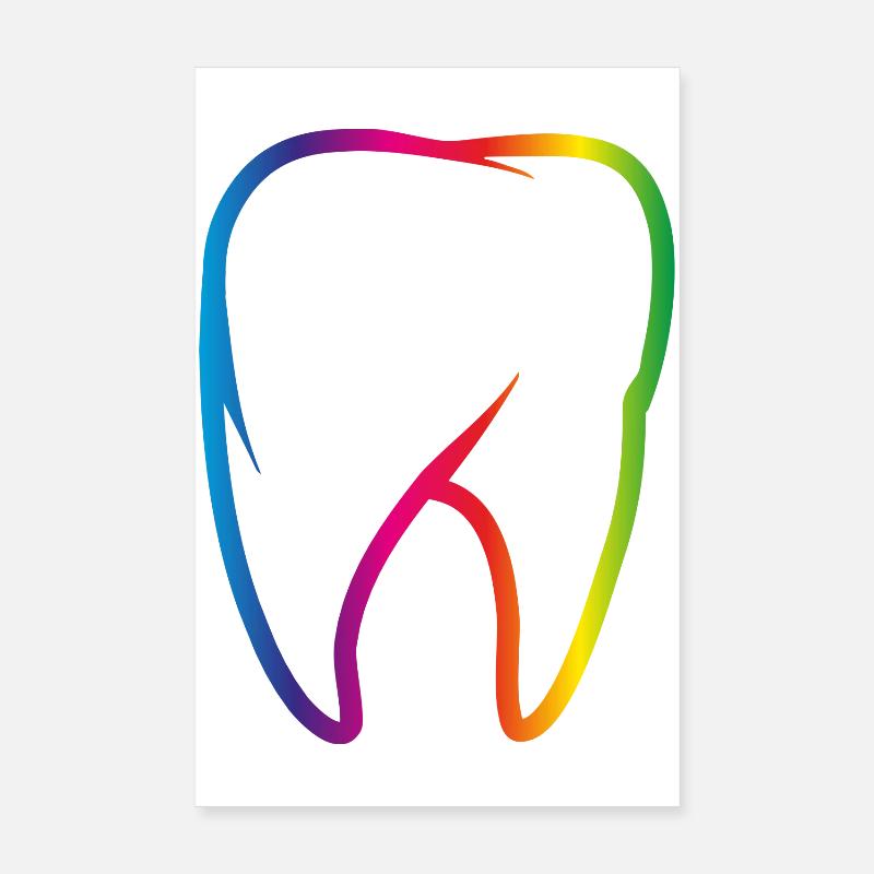 leuchtend bunter Regenbogen Zahn Poster 20x30 cm