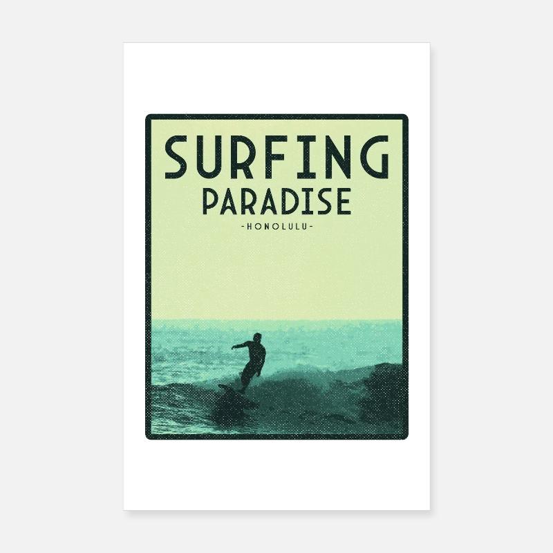 Paradis du surf à Honolulu Poster 20 x 30 cm