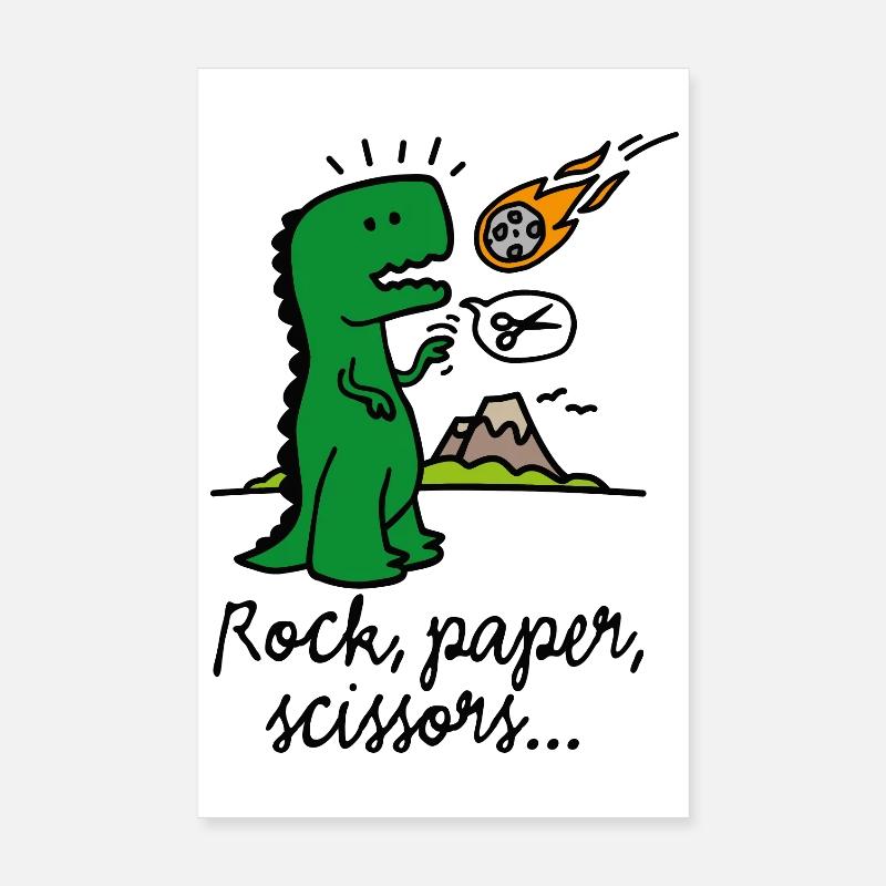 Ciseaux en papier de roche T-rex drôle de comète de dinosaure Poster 20 x 30 cm
