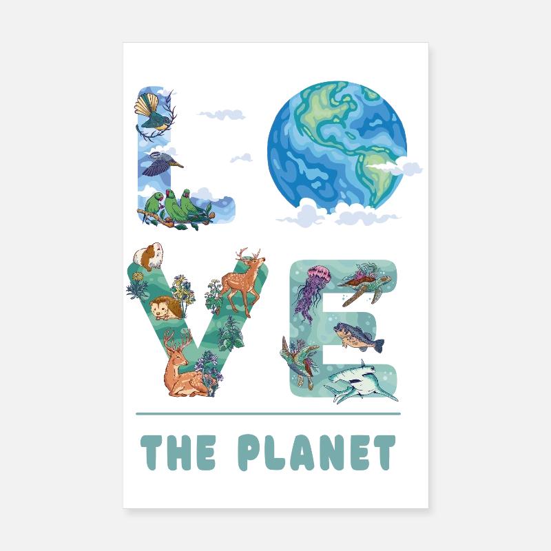 J'adore la planète Poster 20 x 30 cm