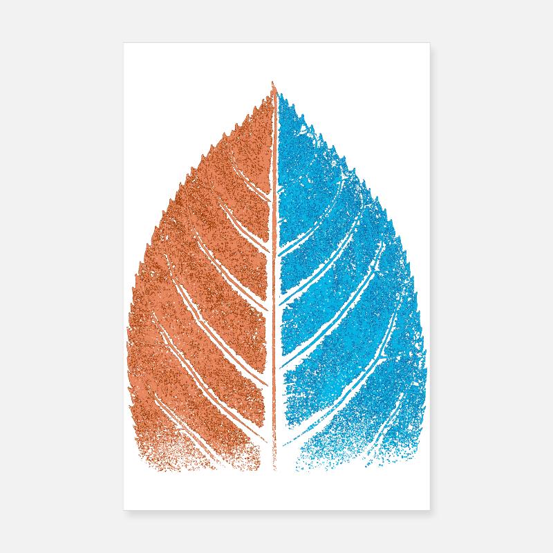 Blatt - Blau / Rot - Buchenblatt Poster 20x30 cm