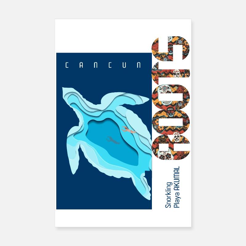 Schnorcheln mit Meeresschildkröten Wurzeln - Poster 20x30 cm - Weiß