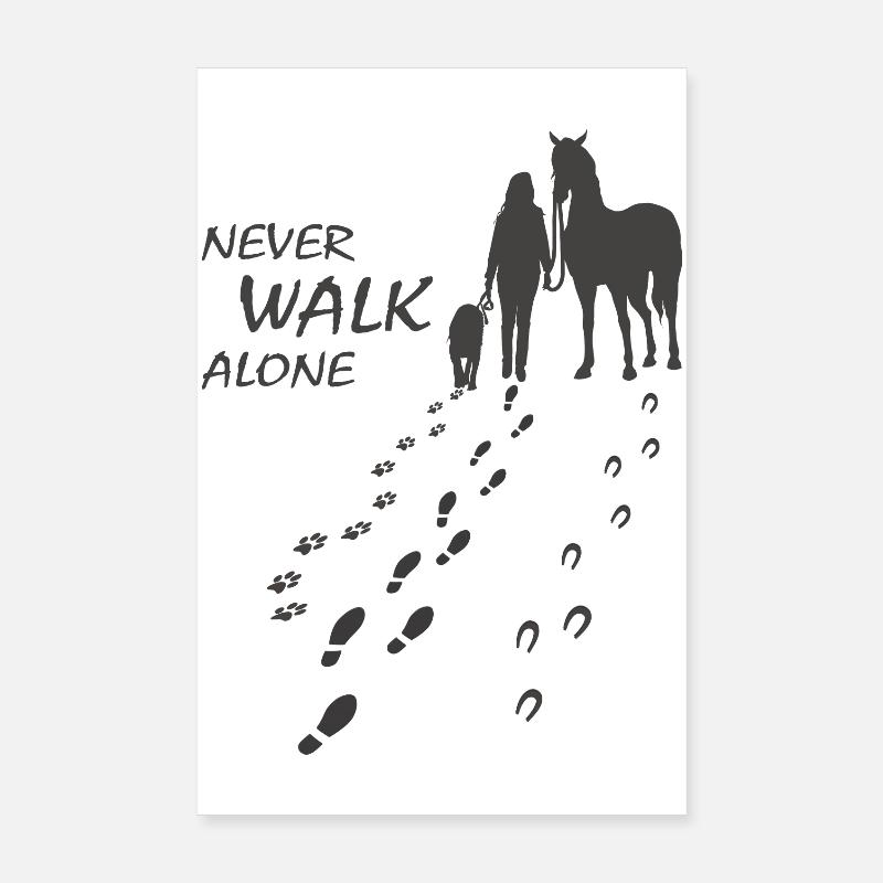 Hund Pferd Reiterin - Never walk alone, Backprint Poster 20x30 cm