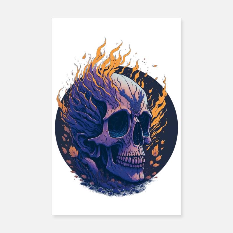 Fire skull Poster 8" x 12" (20x30 cm)