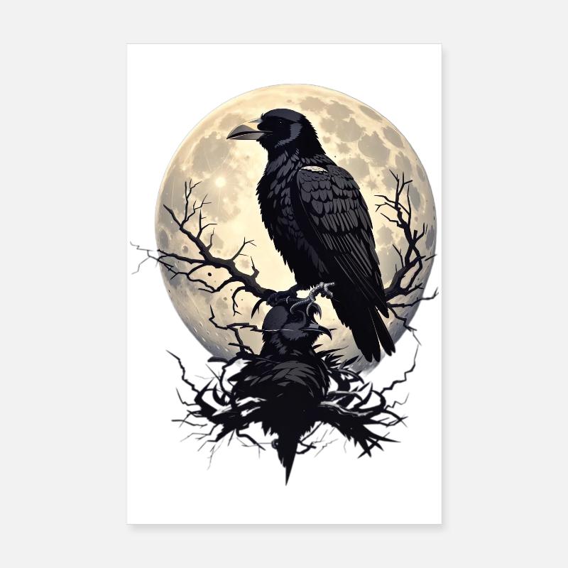 Schwarzer Rabe - Poster 20x30 cm - Weiß