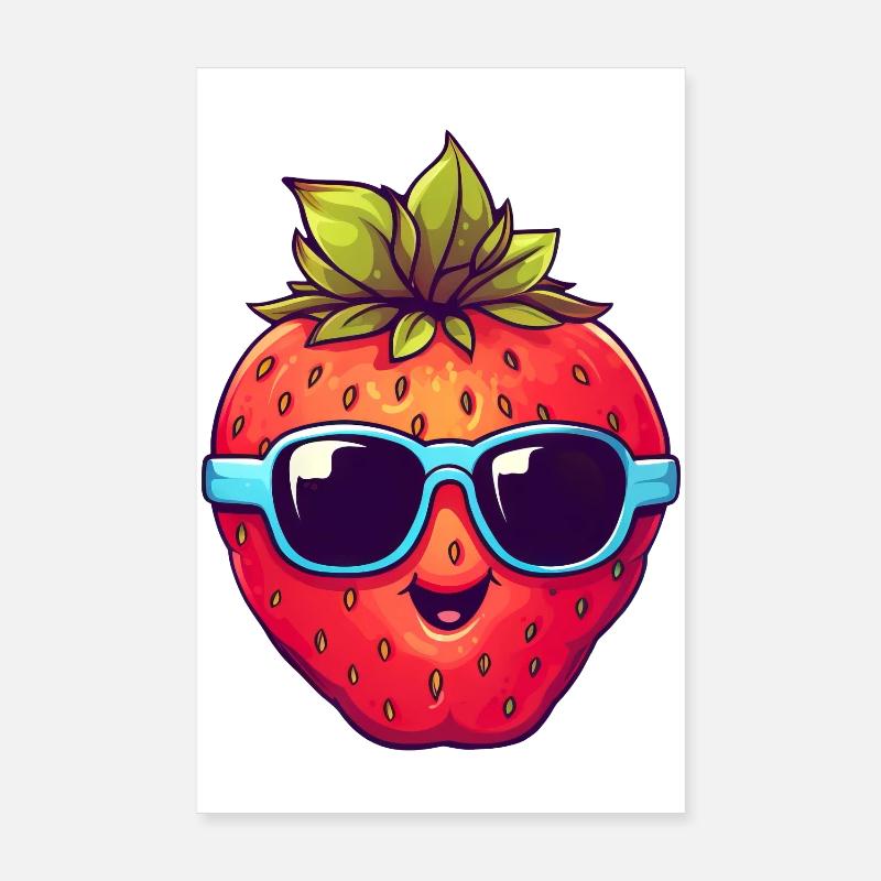 Coole Erdbeere mit Sonnenbrille Poster 20x30 cm