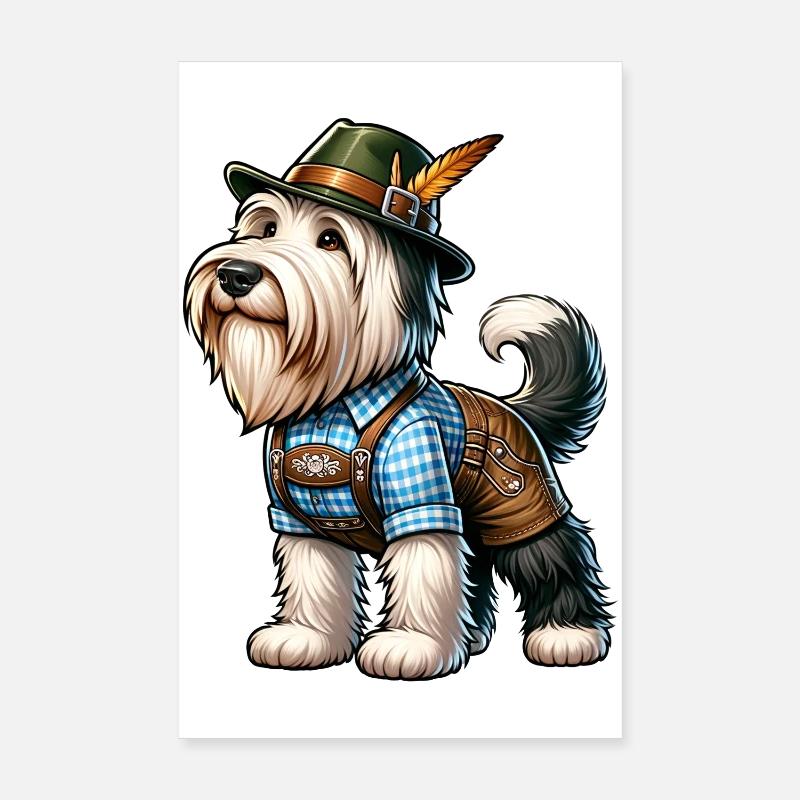 Bearded Collie Hund Bayern - Poster 20x30 cm - Weiß