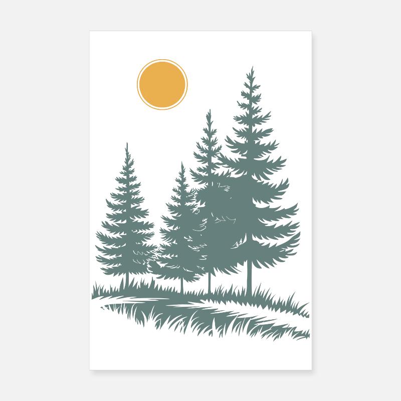 Sunlit Pine Silhouette Poster 8" x 12" (20x30 cm)