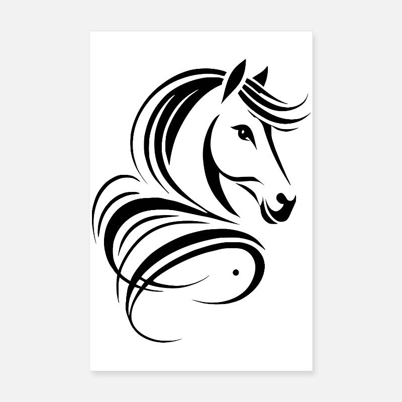 Dessin abstrait de cheval stylisé Poster 20 x 30 cm