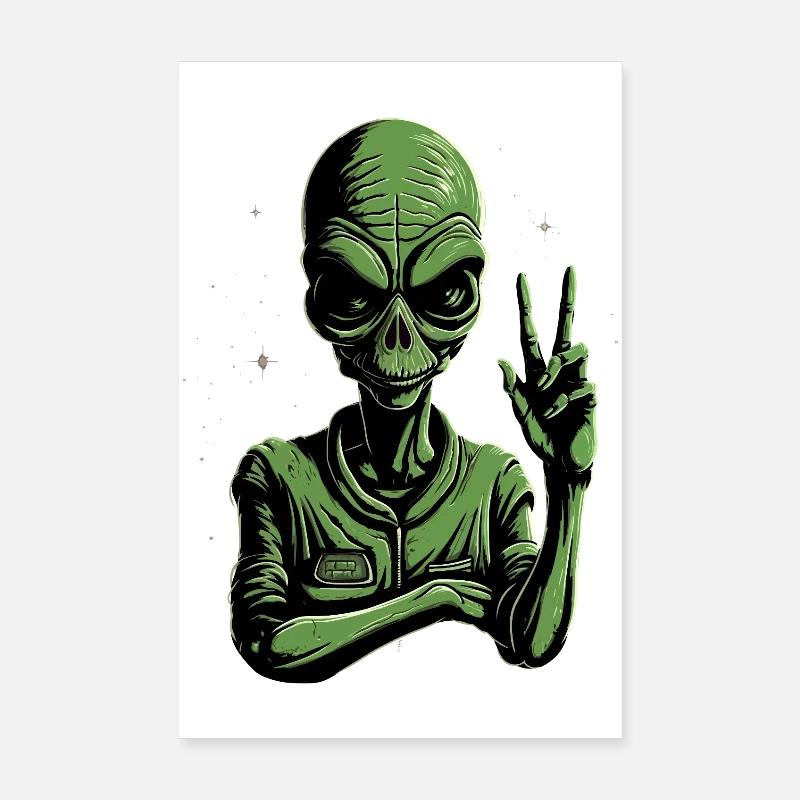 Alien Peace Sign Poster 20x30 cm