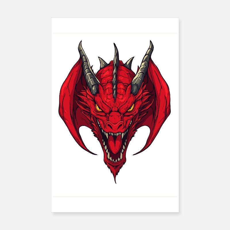 Red Dragon Head Front View Poster 8" x 12" (20x30 cm)