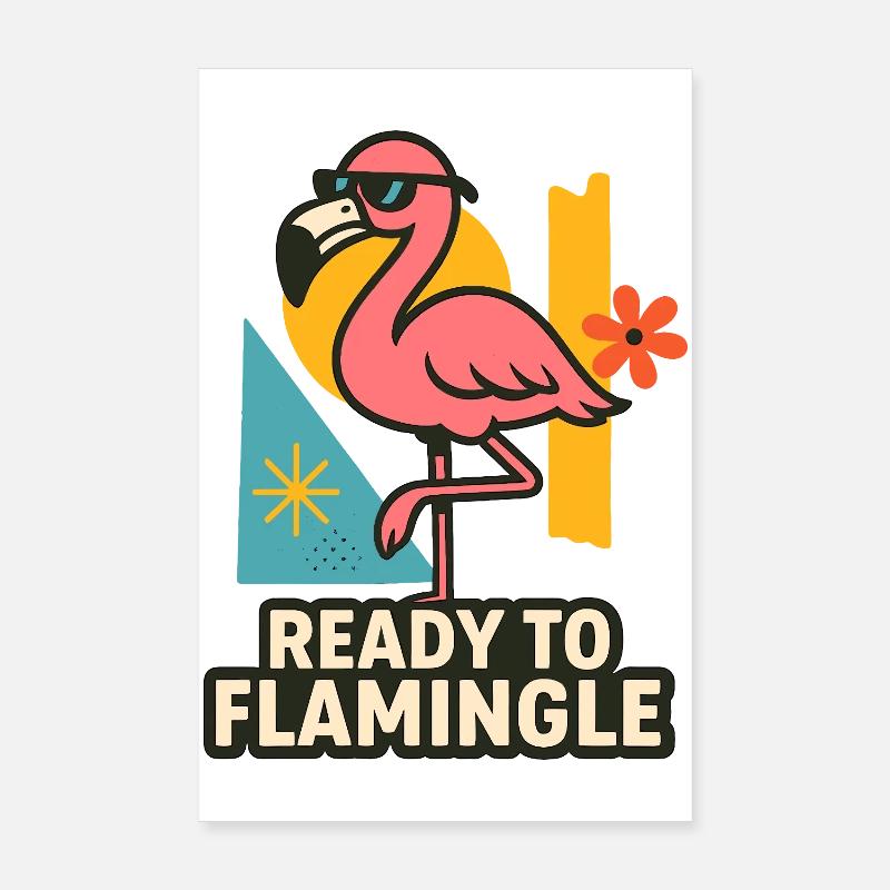 Ready to Flamingle - Poster 20x30 cm - Weiß