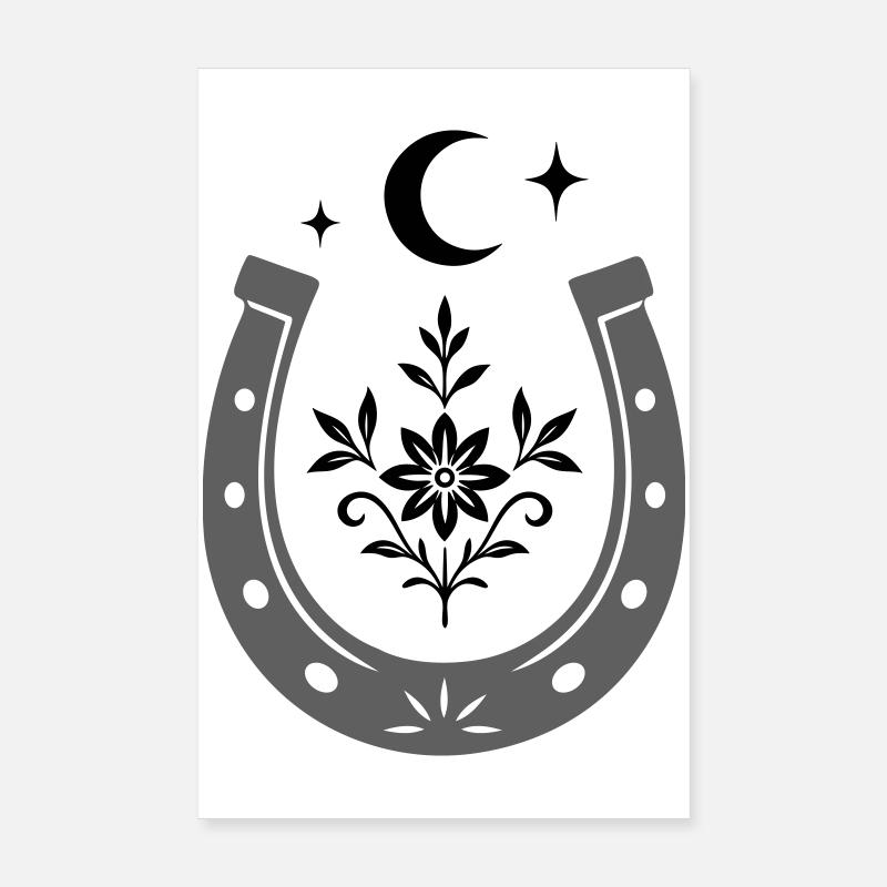 Fer à cheval avec fleur et lune - Lucky Design Poster 20 x 30 cm