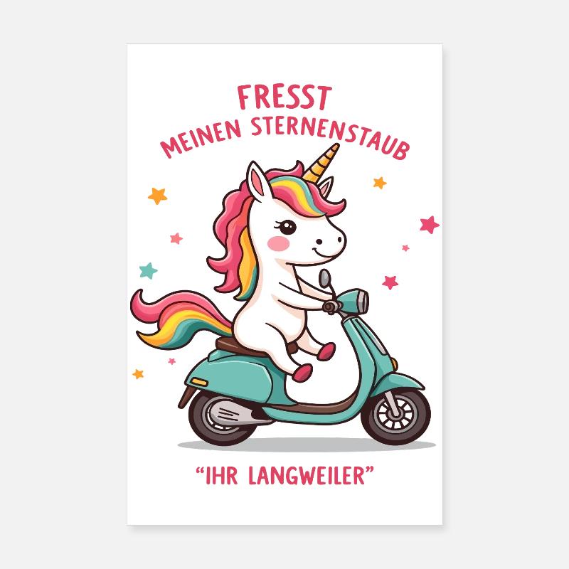 Trottinette Licorne Poster 20 x 30 cm