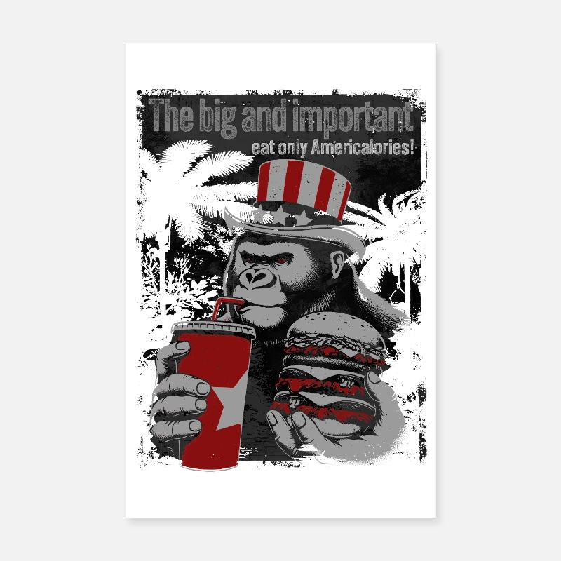 Gorille patriotique avec thème de restauration rapide Poster 20 x 30 cm