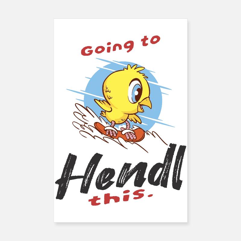 Oiseau aventureux sur des planches de surf Poster 20 x 30 cm