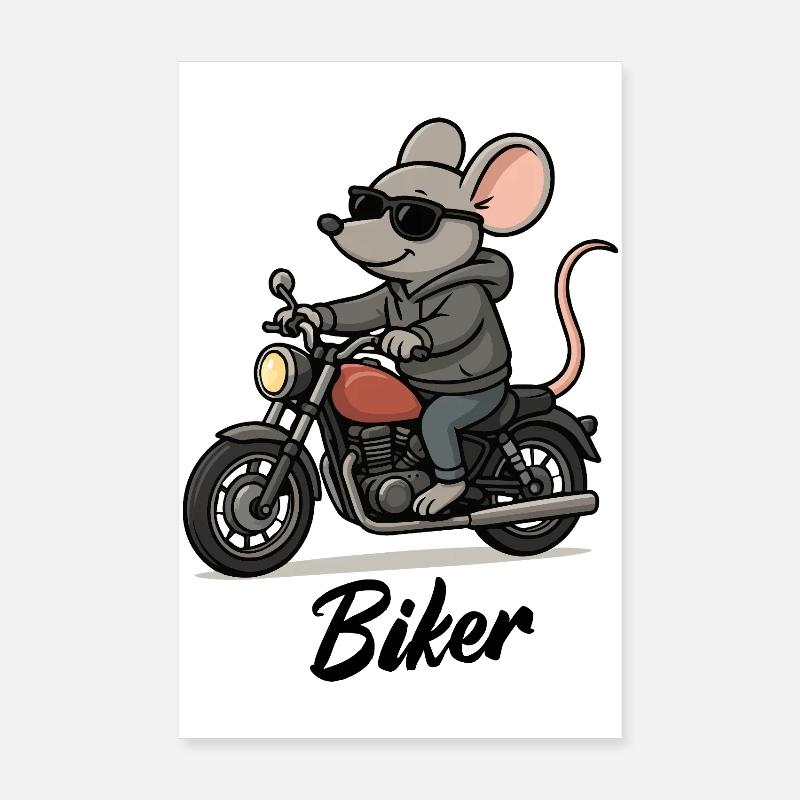 Mouse Motorcycle Poster 8" x 12" (20x30 cm)