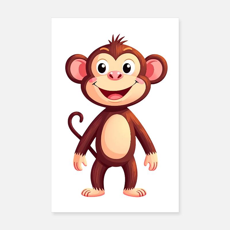 monkey chimpanzee cute illustration zoo animal funny Poster 8" x 12" (20x30 cm)
