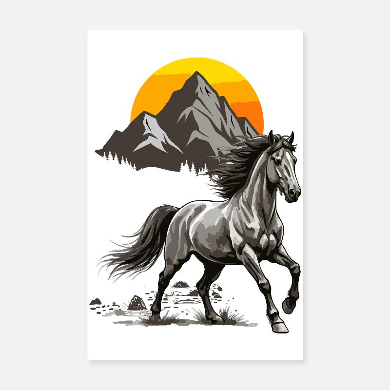 Coucher de soleil au sommet galopant Poster 20 x 30 cm