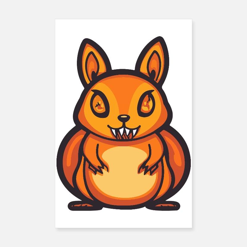 Squirrel Halloween Comic Funny Poster 8" x 12" (20x30 cm)