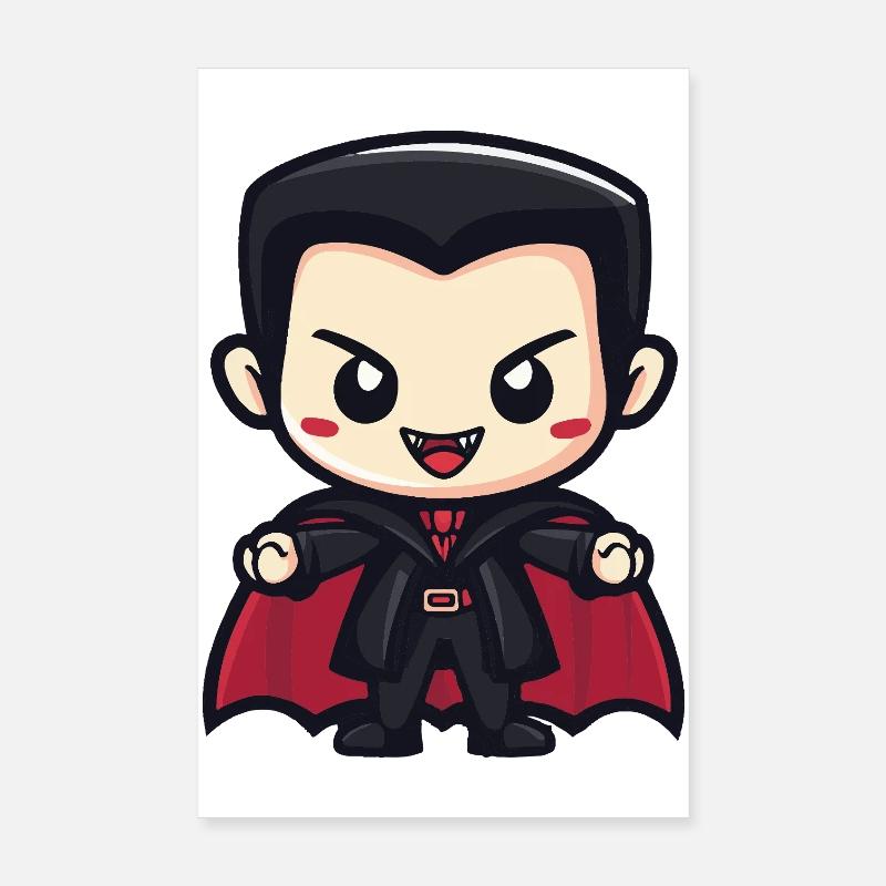 Vampire Halloween Cute Comic Poster 8" x 12" (20x30 cm)