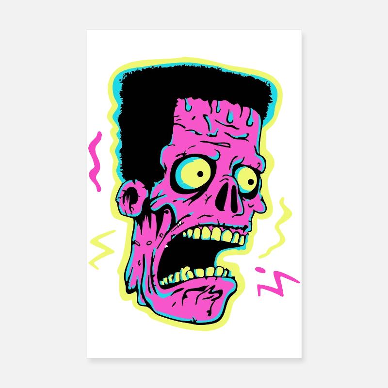 Néon Zombie Screamer Pop Art Poster 20 x 30 cm