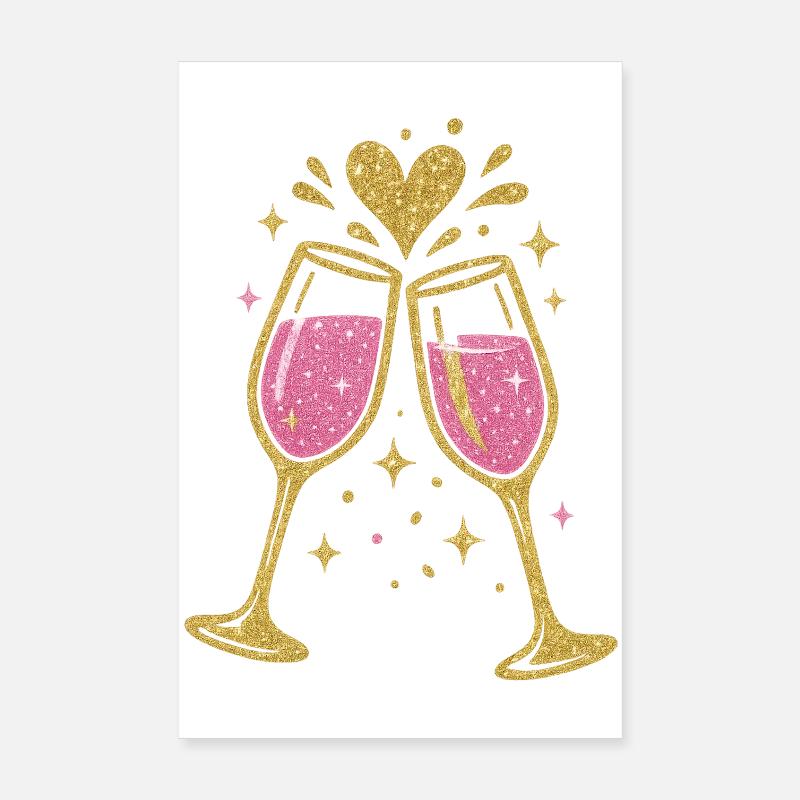 Célébration du prosecco de baisers en verre doré Poster 20 x 30 cm