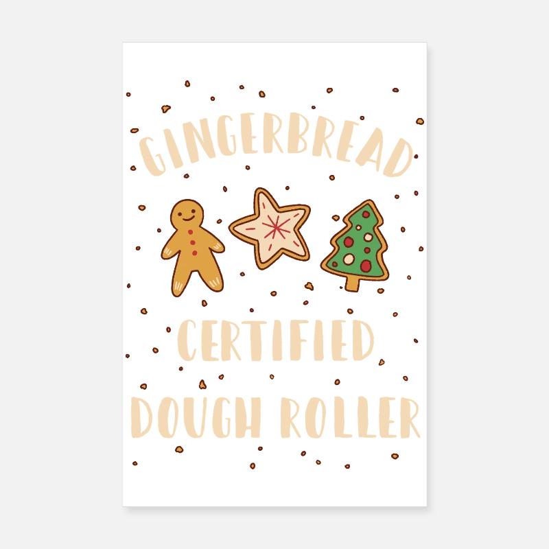 Gingerbread Dough Roller - Christmas Baking Poster 8" x 12" (20x30 cm)