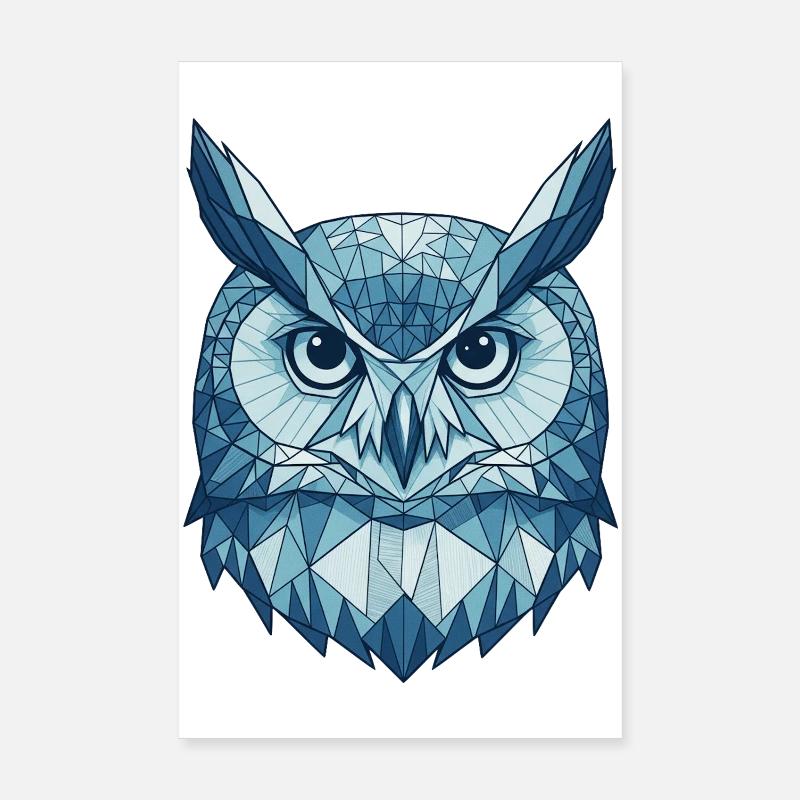 Geometrische Eulen im Polygonstil Blau Poster 20x30 cm