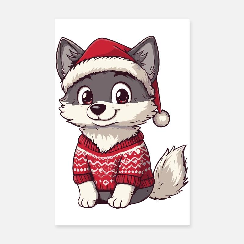 Loup Noël Poster 20 x 30 cm