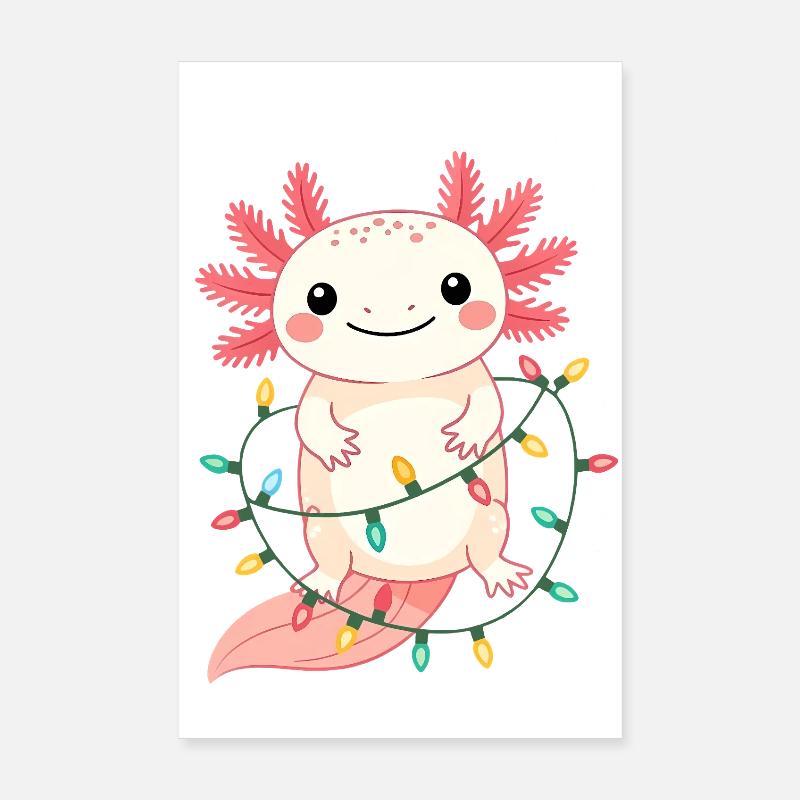 Pull de Noël Axolotl Drôle Mignon - Poster 20 x 30 cm - blanc