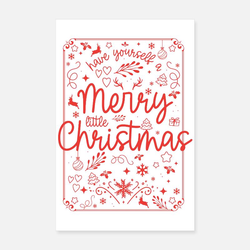 Frohe Weihnachten Rote Schrift Poster 20x30 cm