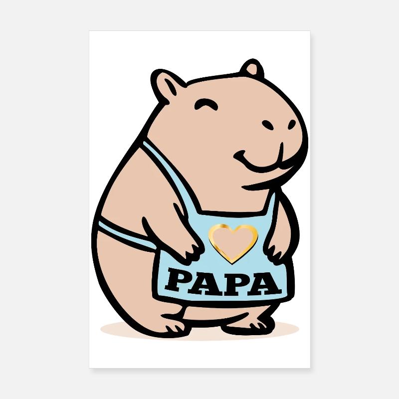 Capybara Papa Capybaras Poster 20 x 30 cm