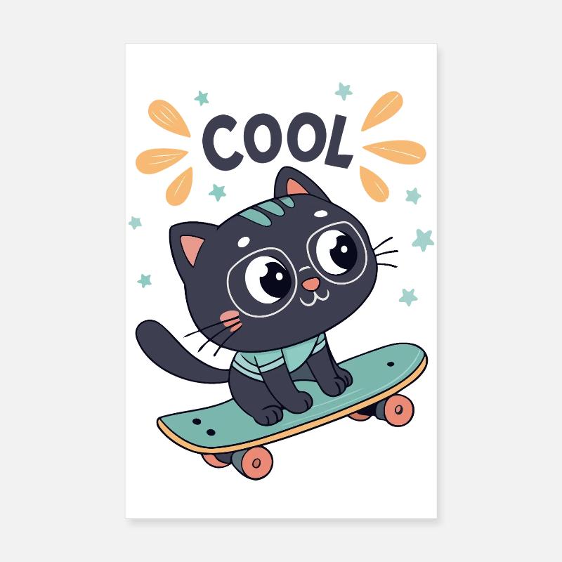 Chic skater cat on board Poster 8" x 12" (20x30 cm)