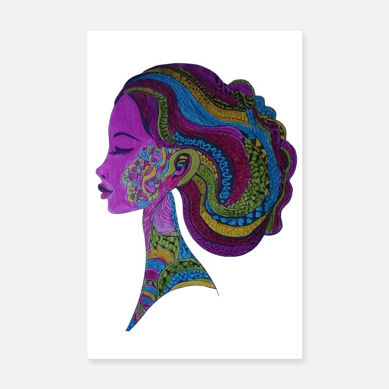 Portrait aux dreadlocks colorées Poster 20 x 30 cm