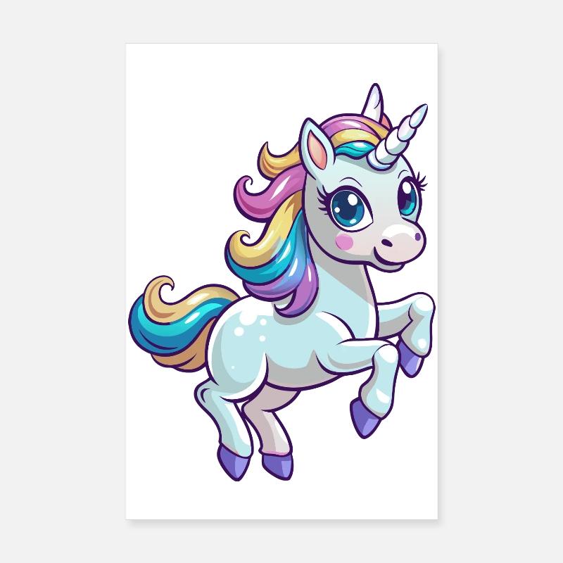 Baby-Einhorn springt Poster 20x30 cm