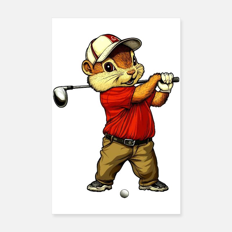 Chipmunk Golf Poster 8" x 12" (20x30 cm)