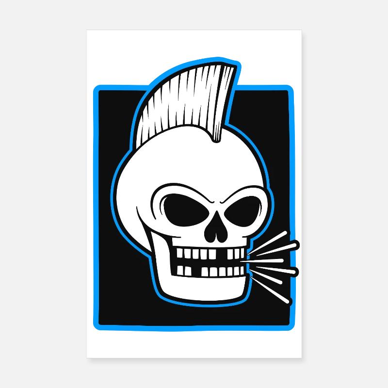 Skull Mohawk Punk-Grafik Poster 20x30 cm