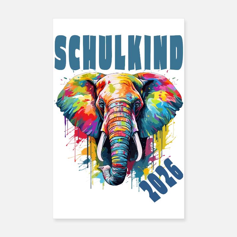 Elefant Schulkind 2026 Tier Einschulung Poster 20x30 cm