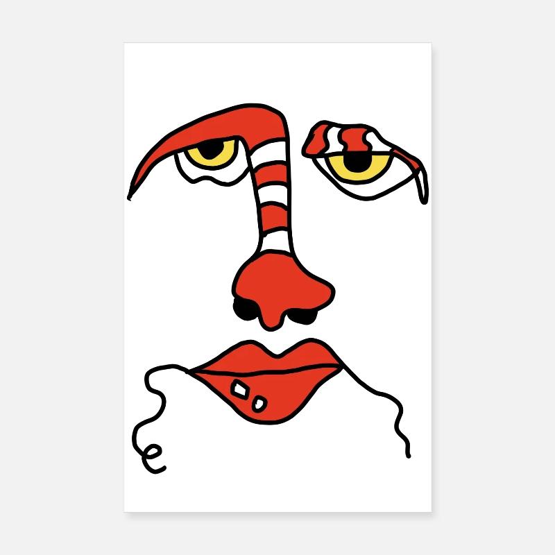 Visage abstrait avec rayures Poster 20 x 30 cm
