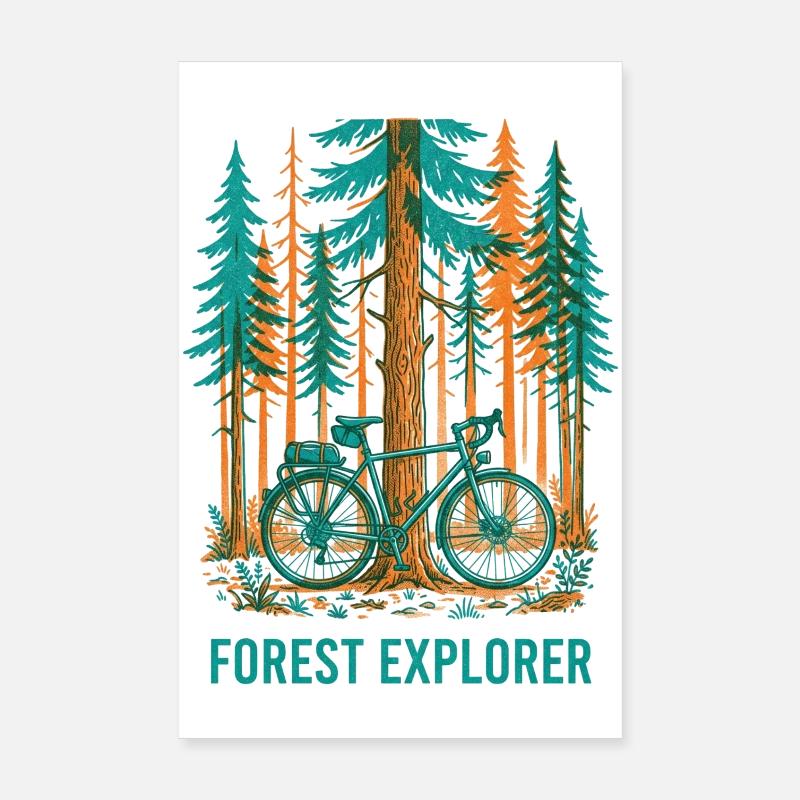 Forest Explorer Risograph Fahrradkunst Poster 20x30 cm