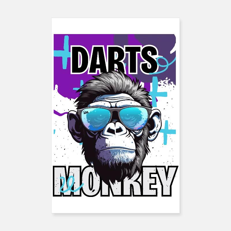 Motif des lunettes de soleil en forme de singe Darts. Poster 20 x 30 cm