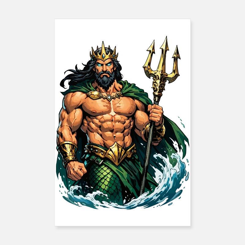 Poseidon-König mit Dreizack Poster 20x30 cm